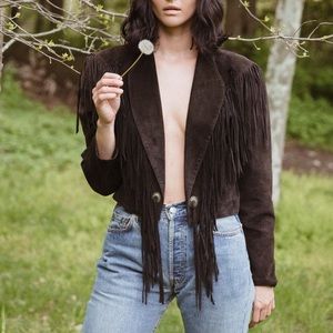 VINTAGE Suede Fringe Leather Jacket